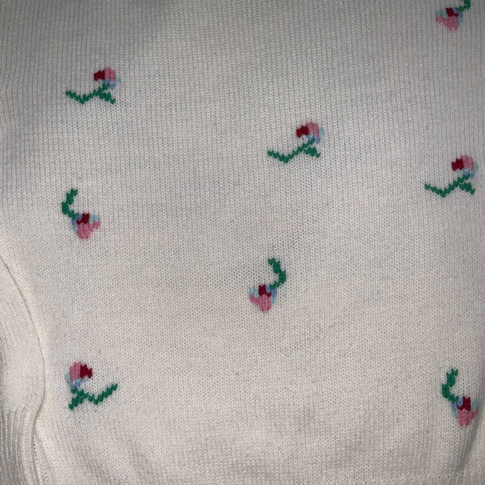 vintage 90s east west fashions White floral‎ sweater large - Picture 5 of 6